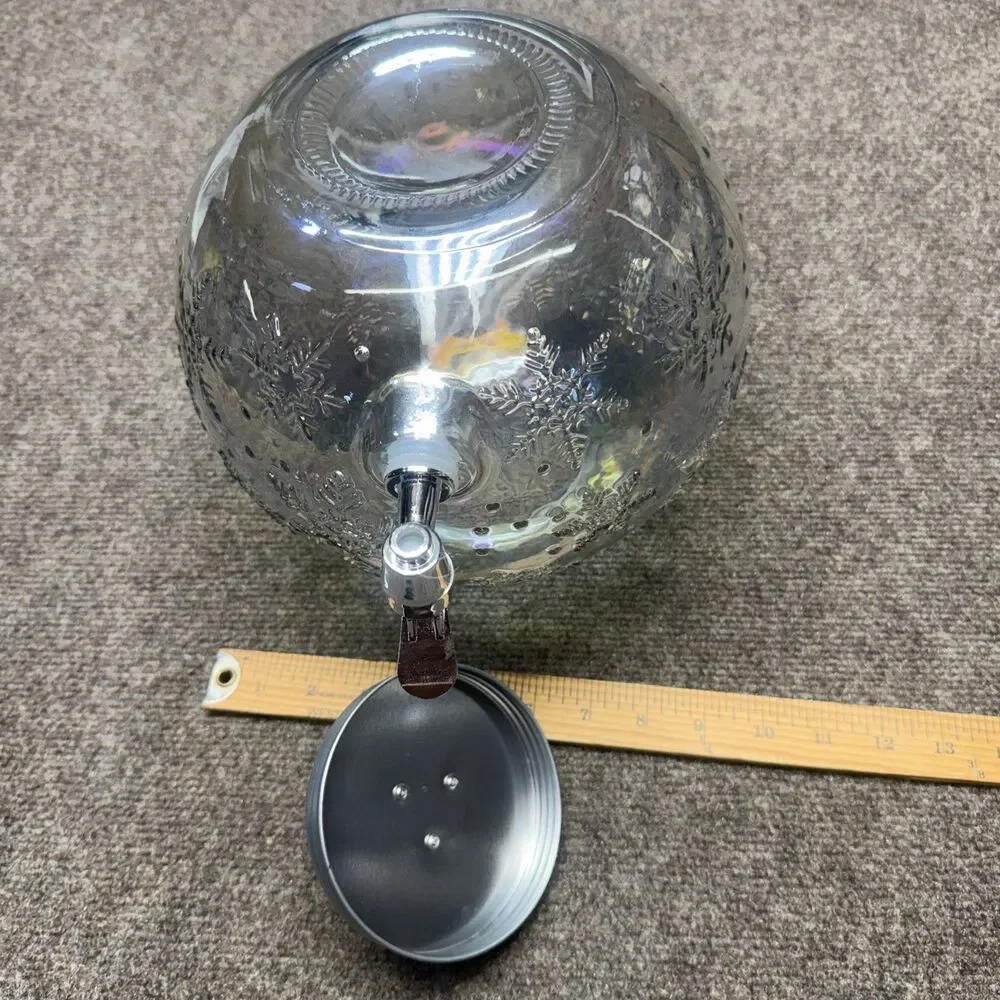1.5 Gallon Drink Dispenser Shaped Like Christmas Bulb Glass Snowflakes Embossed